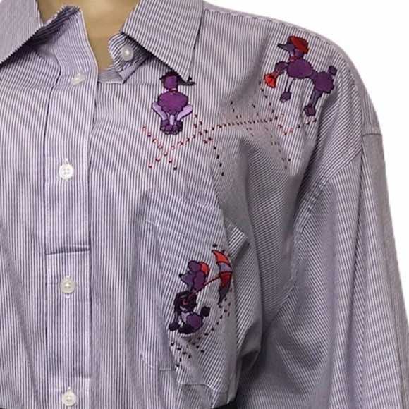 Vintage p.g.b Striped Cotton Button Down Shirt violet,red size 2X - Picture 11 of 16